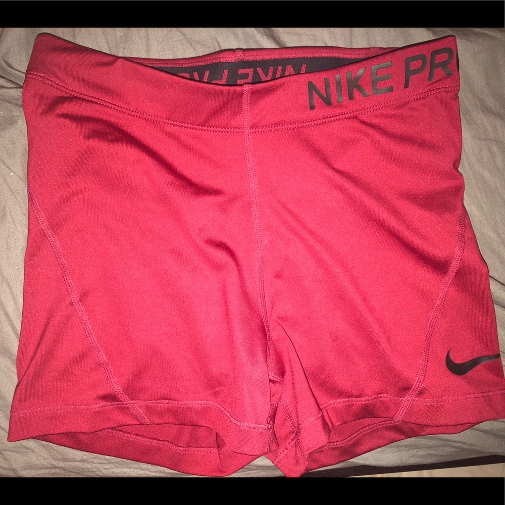 Red/Burgundy Nike Pro Shorts 3”